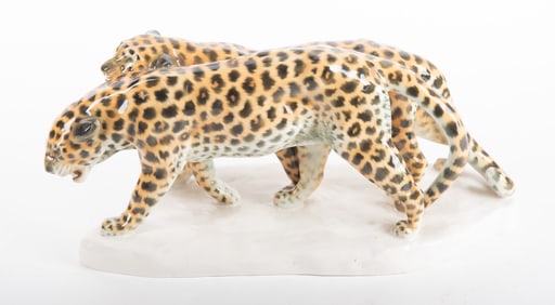 A Large Porcelain Figure Group of Leopards, Etha Richter for Schwarzburger Werkstatten