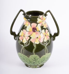 Julius Dressler, Austrian (1882-1945), Majolica Art Nouveau Floral Vase, majolica