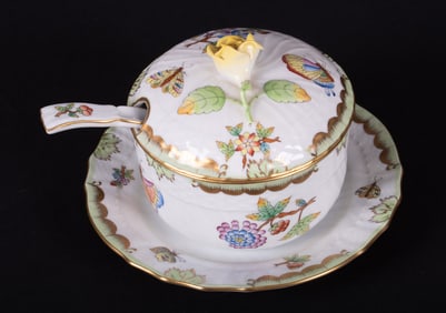 Herend Queen Victoria Pattern Covered Condiment Dish