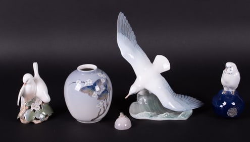 A Collection of Five Porcelain Decorative Objects, Rosenthal and Copenhagen