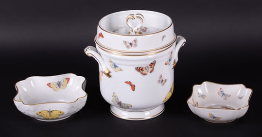 Limoges Porcelain Lidded Fruit Cooler with Bowls