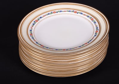 Eleven Antique George Jones Crescent and Sons Porcelain Luncheon Plates