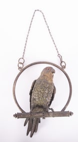 A Large Vienna Bronze Parrot on Perch, likely Bergmann