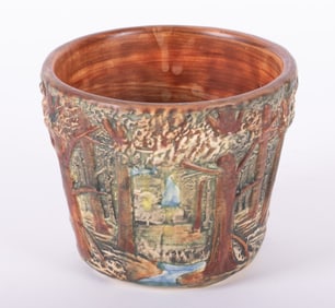 Weller Woodland Forest Art Pottery Jardiniere, Circa 1920's