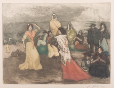Francisco Iturrino, Spain (1864-1924), Chanteuse des Foules, aquatint etching
