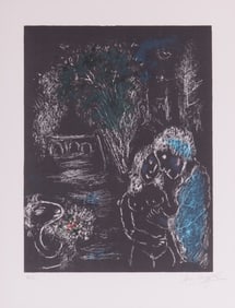 Marc Chagall, French/Russian (1887-1985), Green Tree with Lovers, lithograph on arches paper