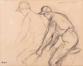 Edgar Degas, French (1834-1917), Deux Jockeys, circa 1881-1885, Counterproof on paper