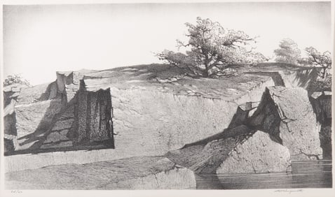 Stow Wengenroth, New York/Massachusetts (1906-1978), Rock Shadows by Mason's Quarry, lithograph ed