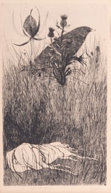 Leonard Baskin, American (1922-2000), Dog in the Meadow, 1966, etching