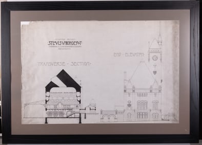 Theodore Link, German/American (1850-1923) Architectural Drawing for Union Station, St. Louis,
