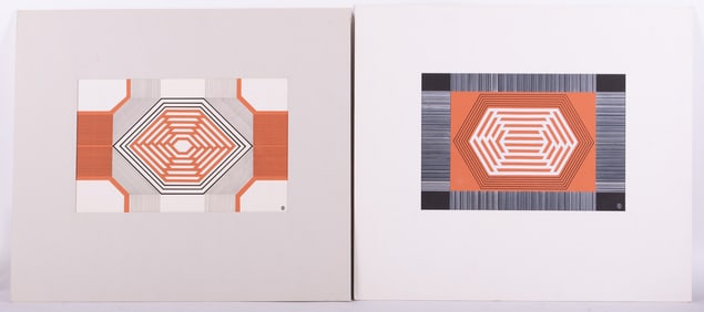 Russell Kraus, St. Louis (1918-2009), Homage to Frank Lloyd Wright, No 1 and No 2, 1974, collage