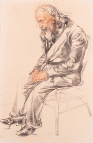 Russell Kraus, St. Louis (1918-2009), Contemplation, charcoal and pastel