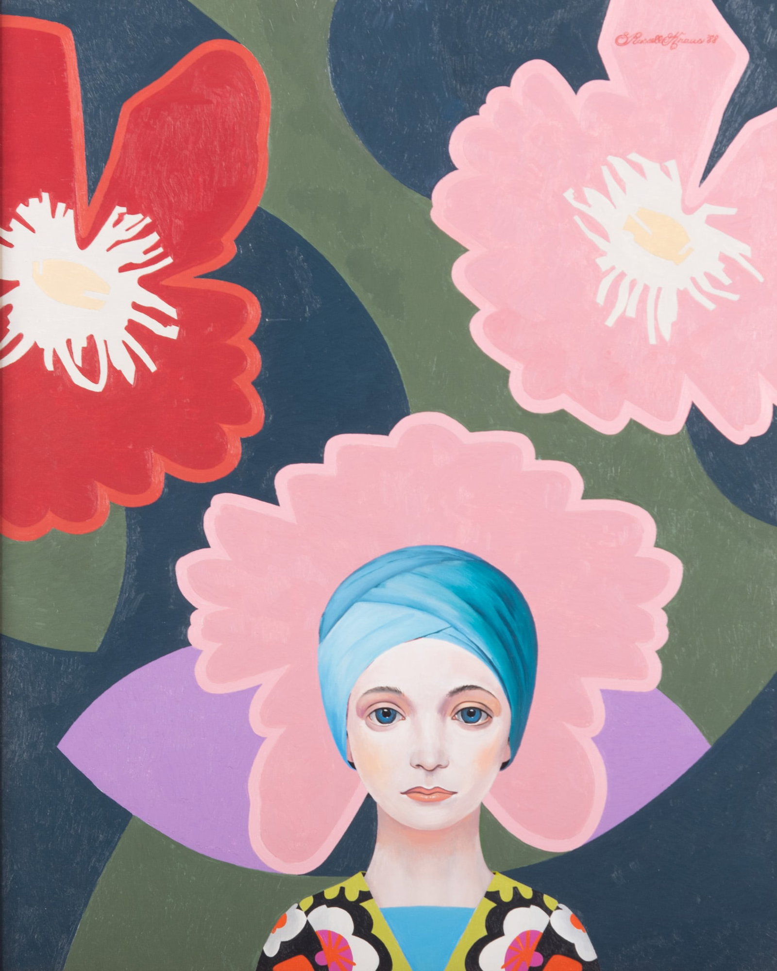 Russell Kraus, St. Louis (1918-2009), Blue Turban, 1988, oil on masonite: Russell KrausSt. Louis, (1918-2009)Blue Turban, 1988oil on masonitesigned and dated upper right, framed.26 x 20 3/4 inches; 30 x 26 inches (overall with frame)