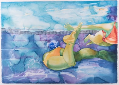 Carol Carter, Missouri / Norway 20th / 21st Centuries, Swimmers, 1986, watercolor on paper
