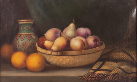 Artist Unknown, Late 19th - Early 20th Century, Still Life with Basket of Pears, oil on canvas