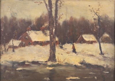 Unknown Artist, 20th Century, Winter Landscape, oil on board