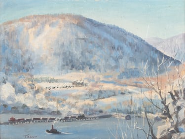 Robert Byron Tabor, Kansas/Iowa 1882-1972, The Hudson, oil on board