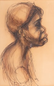 Herman Kofi Bailey, American 1931-1981, Portrait, mixed media