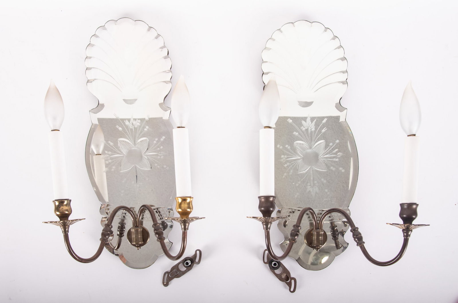 Pair of Etched Mirrored Art Deco Sconces (1 of 5)