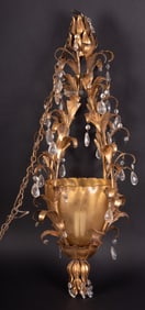 Italian Regency Hanging Single-Light Fixture with Murano Glass Shade