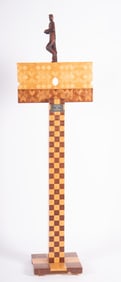 Marquetry Inlaid Wood Art Sculpture