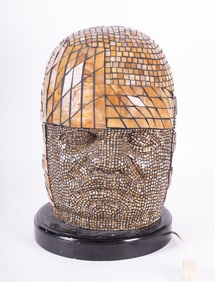 Olmec Colossal Head Mosaic Table Lamp