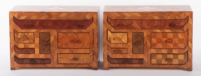 Pair of Robin Tucker Wood Mosaic Jewelry Boxes