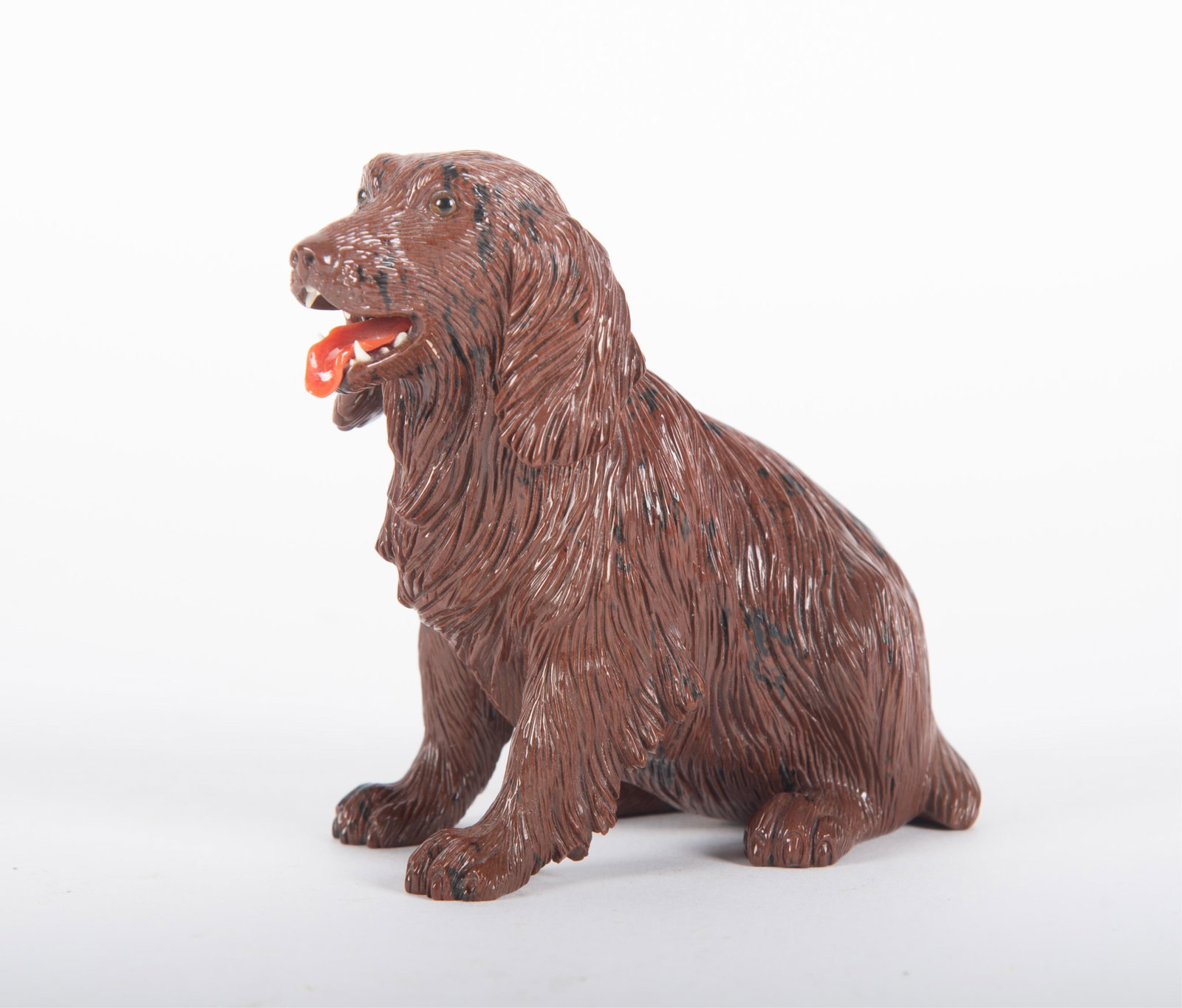 Erwin Klein, Germany (b. 1941), finely carved obsidian figure of a seated Dachshund (1 of 4)
