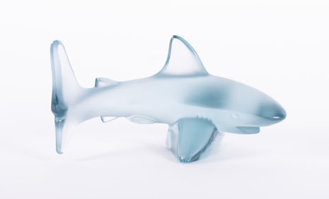 A Lalique Persepolis Blue Crystal Shark