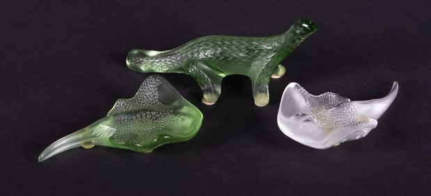 Three French Lalique Crystal Animals