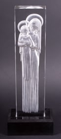 Lalique Virgin and Child Molded Crystal Sculpture