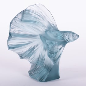 A Lalique Blue Crystal Betta Fighting Fish