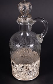 Antique Decanter with Sterling Overlay by Bigelow Kennard & Co Early 20th century-Boston