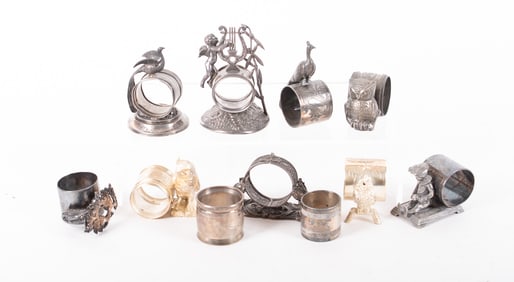 Eleven Victorian Style Figural Silver Plated Napkin Rings
