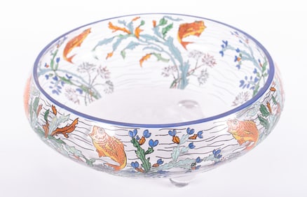 An Antique Sevres Enameled Glass Center Bowl