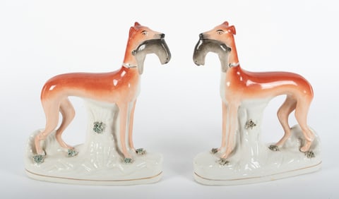 Pair of Staffordshire Greyhounds, Circa 1840