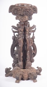 An Exotic Anglo-Indian Carved Urn Stand