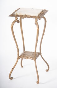 Gilt Metal Plant Stand with Onyx Top