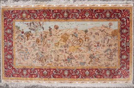 Handwoven Persian Nain Silk Wall Hanging