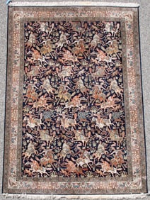 Handwoven Persian Hunting Carpet