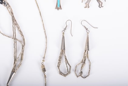 Vintage Native American Lot including Liquid Silver, Earrings and a Cross