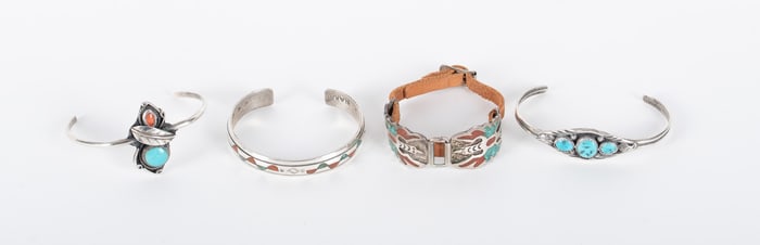 Native American Sterling Silver and Turquoise Bracelets