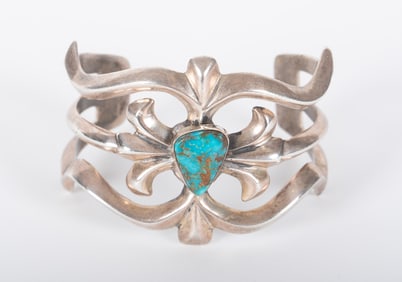 Vintage Native American Turquoise/Sterling Silver Cuff Bracelet