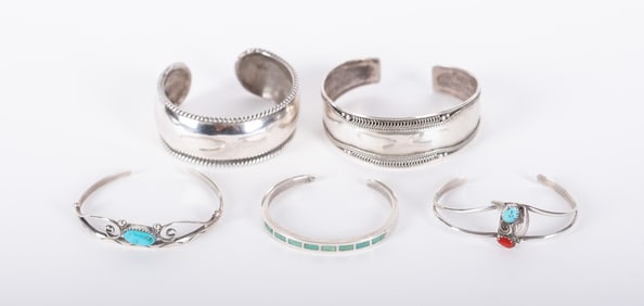 Sterling Silver Cuffs, Lot of Five