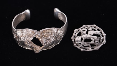 Sterling Silver Brutalist Bracelet, Denmark, Designed by Knud V. Andersen for Anton Michelsen;