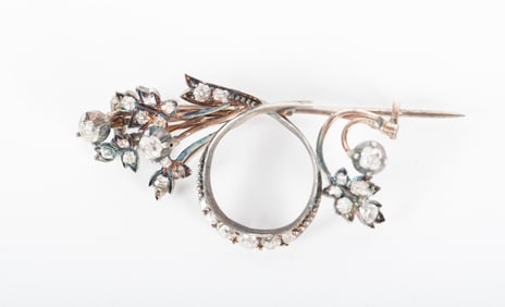 Victorian Diamond Brooch Set in Platinum