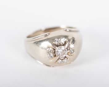 Vintage 14k White Gold Diamond Ring
