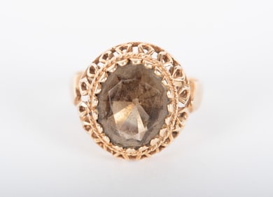 Vintage 14k Yellow Gold Smokey Quartz Ring