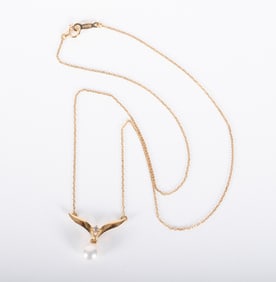 18K Yellow Gold Mikimoto Pearl Necklace