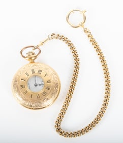 Pocket Watch Chs Tissot & Fils Depuis 1853 Gold Plated w/Chain